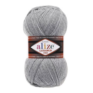 Пряжа ALIZE LanaGold Fine (Ализе Лана голд файн) (21), меланж светло-серый, 5 шт. по 100 г Пряжа ALIZE LanaGold Fine (Ализе Лана голд файн) (21), меланж светло-серый, 5 шт. по 100 г
