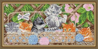 Алмазная вышивка «Котята на террасе» Алмазная вышивка «Котята на террасе»