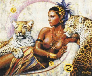 Алмазная вышивка «Девушка и леопарды»