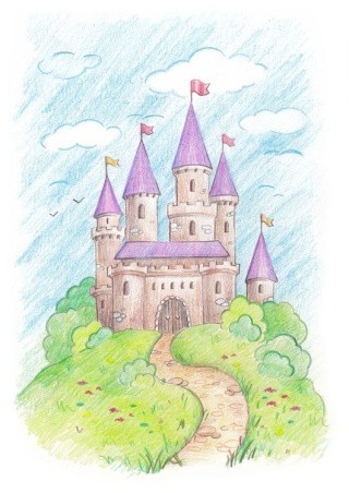 Скетч для раскрашивания цветными карандашами «Замок принцессы Розы»
