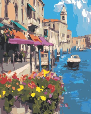 Картина по номерам Пейзаж Венеция Италия с цветами Картина по номерам Пейзаж Венеция Италия с цветами
