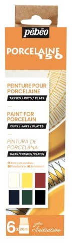 Набор красок Porcelaine 150 «Открытие» по фарфору и керамике под обжиг 6 цв. 20 мл, PEBEO