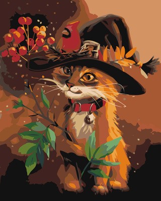 Картина по номерам «Котик в шляпе»