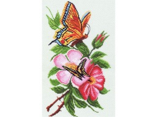 Рисунок на канве «Бабочка на цветке»