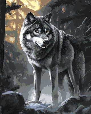 Картина по номерам Животные волк в зимнем лесу Картина по номерам Животные волк в зимнем лесу