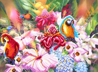 Рисунок на шелке «Цветущие тропики»