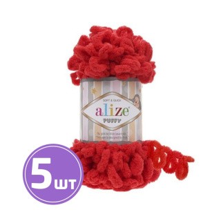 Пряжа ALIZE Puffy (56), красный, 5 шт. по 100 г Пряжа ALIZE Puffy (56), красный, 5 шт. по 100 г