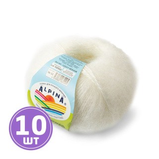 Пряжа Alpina LUCKY MOHAIR (02), белый, 10 шт. по 50 г
