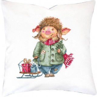 Набор для вышивания «Подушка. Рождественская свинка»