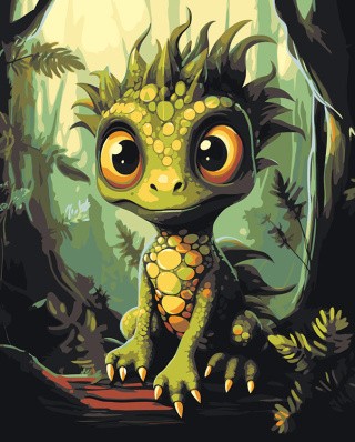 Картина по номерам «Маленький зеленый дракон»