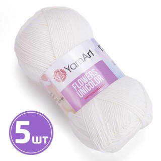 Пряжа YarnArt Flowers Unicolor (730), белый, 5 шт. по 50 г Пряжа YarnArt Flowers Unicolor (730), белый, 5 шт. по 50 г