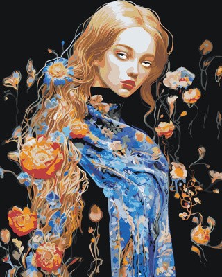Картина по номерам «Портрет девушки с цветами»
