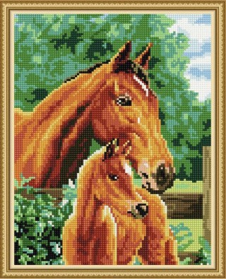 Алмазная вышивка «Рыжие лошади»