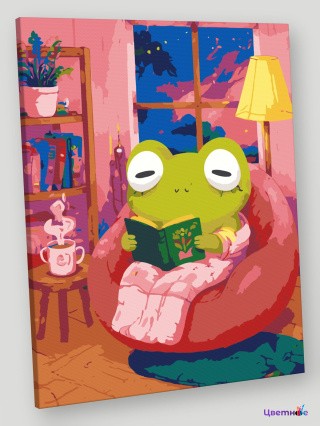 Картина по номерам «Лягушка читает книгу» Картина по номерам «Лягушка читает книгу»