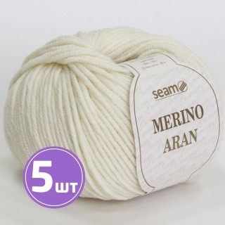 Пряжа SEAM Merino Aran (02), суровый, 5 шт. по 50 г