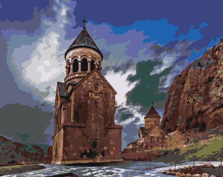 Картина по номерам «Армения: монастырь Нораванк в горах 40x50»