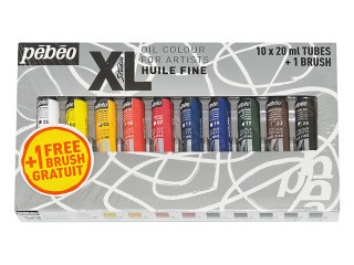 Краски Pebeo масляные 10 цветов набор XL с кистью 20 мл