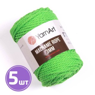 Пряжа YarnArt Macrame rope 3 мм (802), ярко-зеленый, 5 шт. по 250 г Пряжа YarnArt Macrame rope 3 мм (802), ярко-зеленый, 5 шт. по 250 г