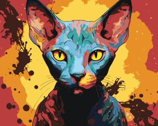Картина по номерам «Разноцветный кот сфинкс»
