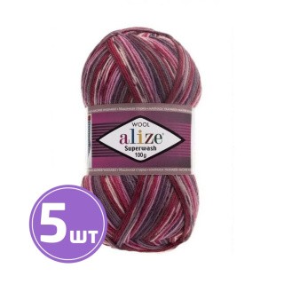 Пряжа ALIZE Superwash100 (2698), бордово-розово-серый, 5 шт. по 100 г Пряжа ALIZE Superwash100 (2698), бордово-розово-серый, 5 шт. по 100 г