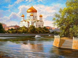 Алмазная вышивка «Храм у реки» Алмазная вышивка «Храм у реки»