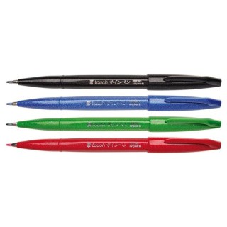 Набор Brush Pen в картоне, 4 цвета от 0.2 мм, кисть, Pentel