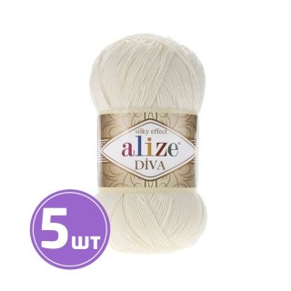 Пряжа ALIZE Diva Silk effekt (62), молочный, 5 шт. по 100 г Пряжа ALIZE Diva Silk effekt (62), молочный, 5 шт. по 100 г