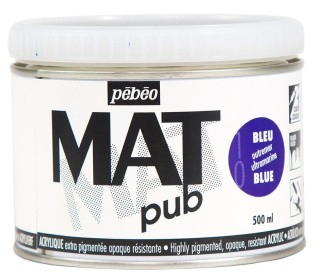 Краска акриловая экстра матовая Mat Pub №1, ультрамарин, 500 мл, PEBEO