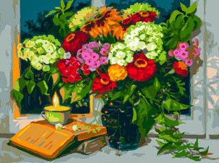 Картина по номерам «Вечер. Букет на окне» Картина по номерам «Вечер. Букет на окне»
