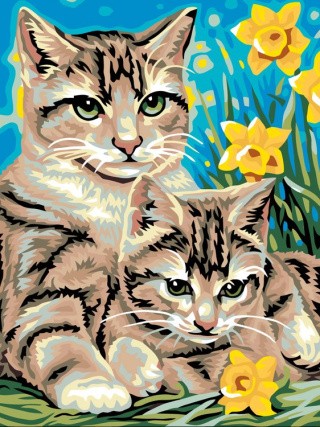 Картина по номерам «Кошка с котенком» Картина по номерам «Кошка с котенком»