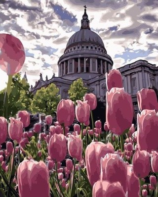 Картина по номерам «Тюльпаны у Храма» Картина по номерам «Тюльпаны у Храма»