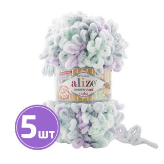 Пряжа ALIZE Puffy Fine color (Пуффи файн колор) (6466), мультиколор, 5 шт. по 100 г