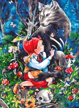 Картина по номерам «Красная шапочка и серый волк»