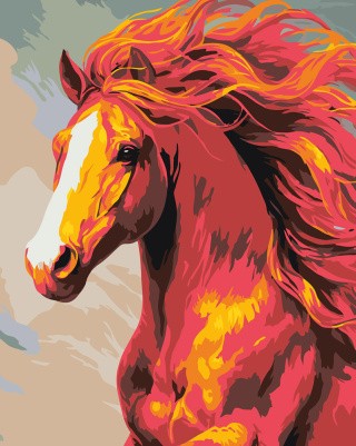 Картина по номерам Красная огненная лошадь Символ года