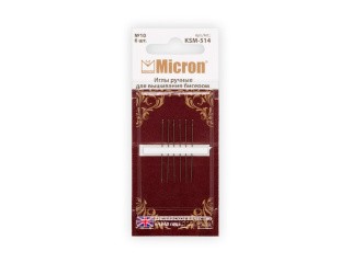 Иглы ручные Micron для вышивания бисером №10, 6 шт., арт. KSM-514