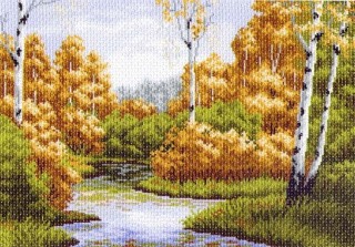 Рисунок на ткани «Осенняя заводь»