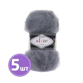 Пряжа ALIZE Mohair classik new (87), угольный серый, 5 шт. по 100 г Пряжа ALIZE Mohair classik new (87), угольный серый, 5 шт. по 100 г