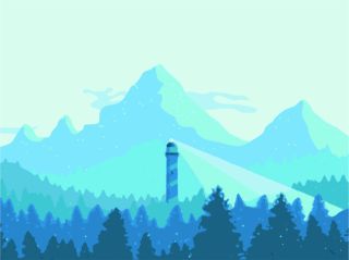 Картина по номерам «Горы и маяк»