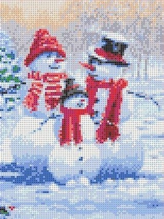 Рисунок на ткани «Семья снеговиков»