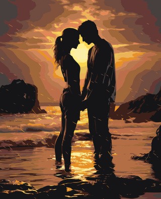Картина по номерам «Море: Влюбленная пара в воде 2»