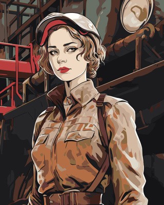 Картина по номерам «Портрет девушки на заводе 2»