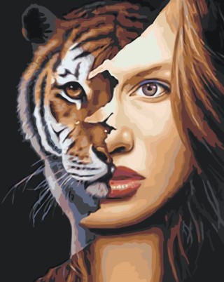 Картина по номерам «Девушка-тигр»