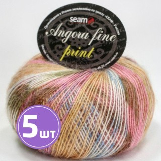 Пряжа SEAM Angora fine print (6513), желто-розово-коричневый, 5 шт. по 50 г Пряжа SEAM Angora fine print (6513), желто-розово-коричневый, 5 шт. по 50 г