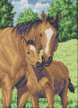 Рисунок на канве «Лошади»
