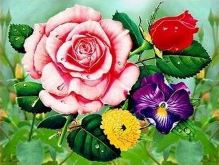 Рисунок на ткани «Цветы в саду»