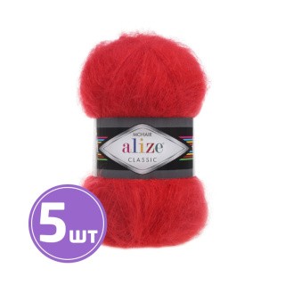 Пряжа ALIZE Mohair classik new (56), красный, 5 шт. по 100 г Пряжа ALIZE Mohair classik new (56), красный, 5 шт. по 100 г