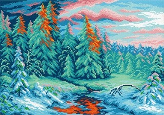 Рисунок на ткани «Зимний закат»