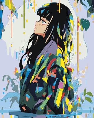 Картина по номерам «Аниме: Яркая грустная девушка»