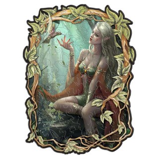 Деревянные фигурные пазлы «Эльфийка и колибри»