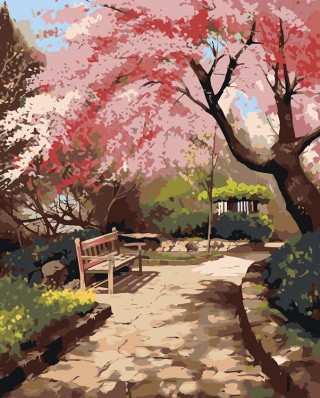 Картина по номерам «Цветущая сакура в японском саду 3»